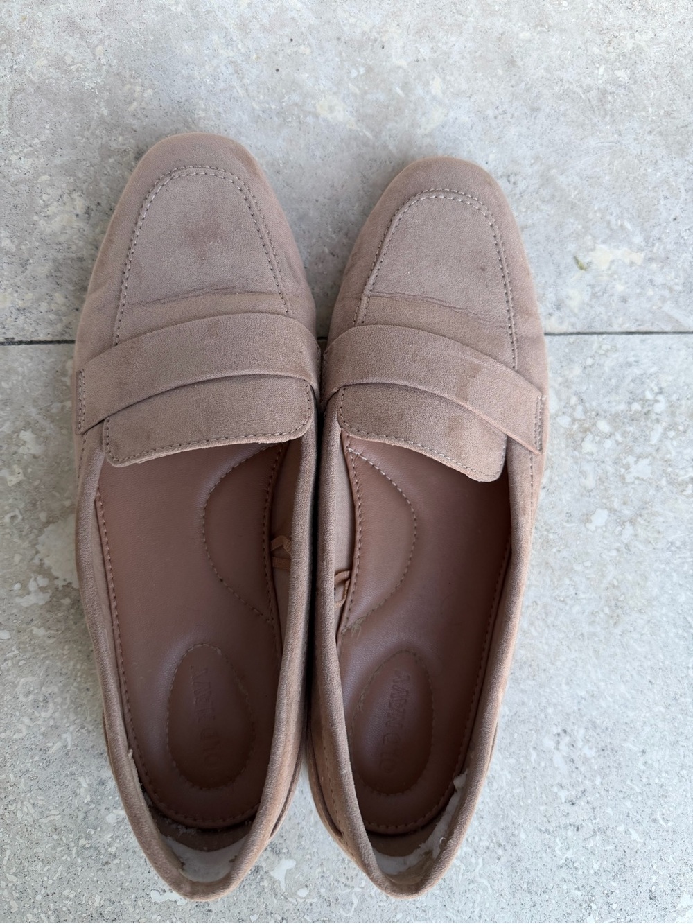 Women’s Suede Penny Loafers in Taupe